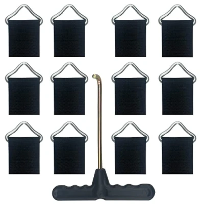 Image of 12Pcs Trampoline Triangle Buckle Springs Mat Rings V ring Webbing Accessories with a Tools Spring Pull T Hook