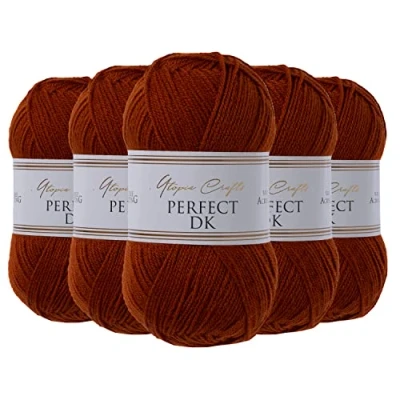 Image of Utopia Crafts DK Double Knitting Yarn, 5X 100g (Cherry Wood)