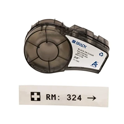 Image of Brady Polyester Tape for BMP21 PLUS; LAB; BMP21, 19.05 mm x 6.40 m, Black on Transparent