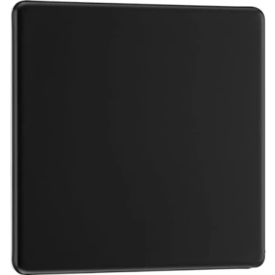 Image of Screwless Flatplate Matt Black Single Blank Plate