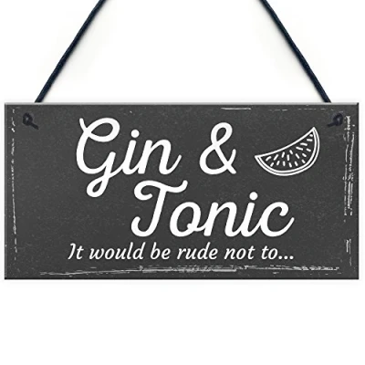 Image of RED OCEAN Gifts For Women Gin &amp; Tonic Plaque Novelty Garden Alcohol Pub Bar Man Cave Sign