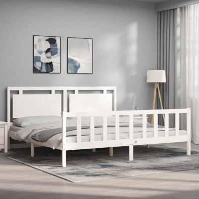 Image of vidaXL Bed Frame without Mattress White 200x200 cm Solid Wood Pine