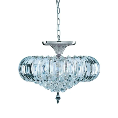 Image of Sigma 5 Light Semi Flush Ceiling Chrome with Crystal Decoration, E14
