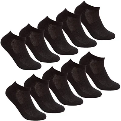 Image of RedTag Active Ladies Ten Pair Multipack of Trainer Socks With Arch Support 10 Pairs Black 4 8