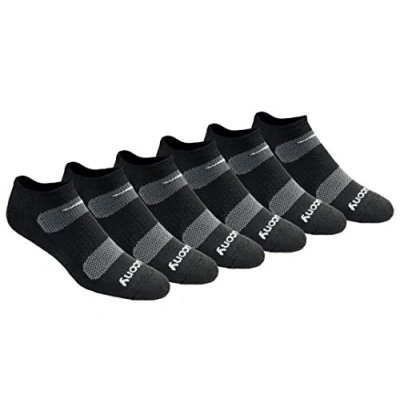 Image of Saucony Men&#039;s Multi Pack Mesh Ventilating Comfort Fit Performance No Show Socks, Black Basic (6 Pairs), Shoe Size: 6 9