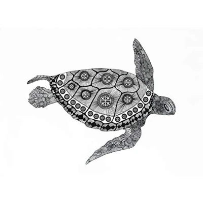 Image of Half a Donkey The Zentangle Turtle Large Cotton Tea Towel