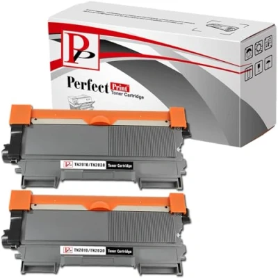 Image of 2 Black PerfectPrint Compatible Toner Cartridges Replace TN2010 for Brother Printer DCP 7055 7055W HL 2130 2132 2135W