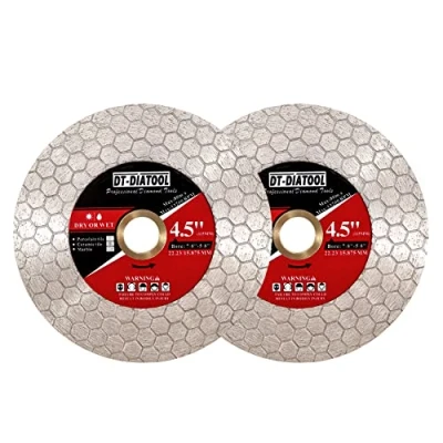 Image of DT DIATOOL Diamond Saw Blade Tile Cutting Disc 115mm 2pcs for Angle Grinder Porcelain Ceramic Marble Artificial Stoneware Edge Grinding
