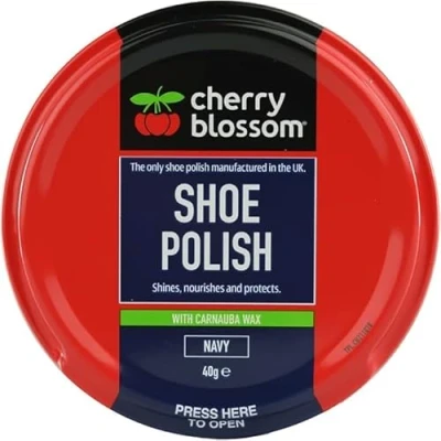 Image of DTD QUALITY MATTERS Cherry Blossom Shoe Polish Shines, Nourishes &amp; Protects With Carnauba Wax Available In All Styles Preventing Footwear From Cracking Traditional Colours (NAVY)