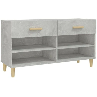 Image of vidaXL Shoe Cabinet Concrete Grey 102x35x55 cm Engineered Wood