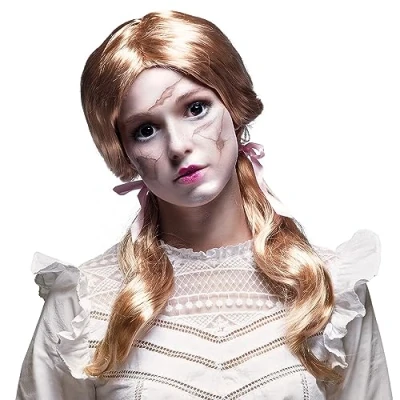 Image of School Girl Long Blonde Hair Wig Braids Womens Hen Party Fancy Dress Costume Accessory