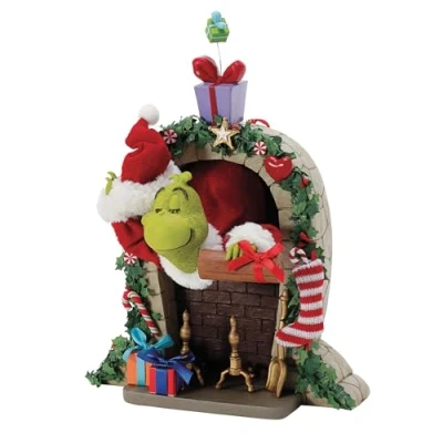 Image of Department 56 Possible Dreams Dr. Seuss The Grinch Up Chimbley Figurine, 11 Inch, Multicolor
