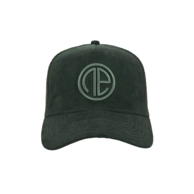 Image of One Athletic Polyester Suede Trucker Cap, Size, Green