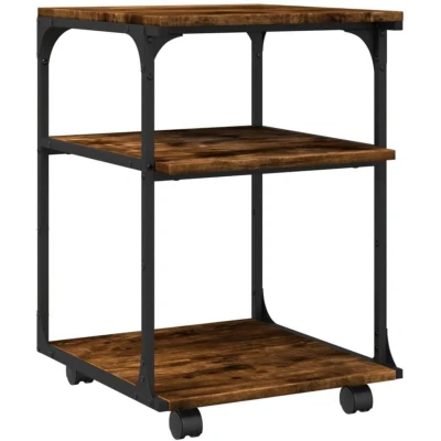 Image of vidaXL Printer Stand 3 Tier Smoked Oak 43x48x64 cm Engineered Wood