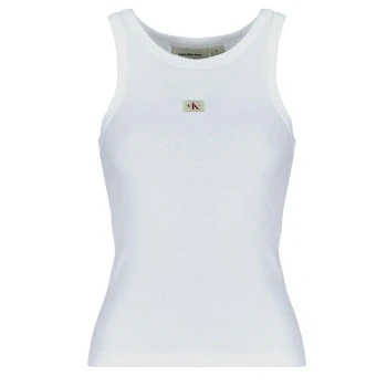 Image of Calvin Klein Jeans Label TANK Top, Women&#039;s, Size: Small, Bright white