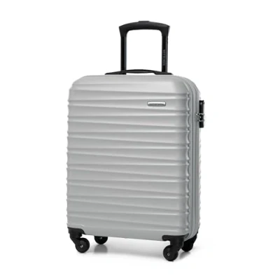 Image of WITTCHEN Travel Suitcase Carry On Cabin Luggage Hardshell Made of ABS with 4 Spinner Wheels Combination Lock Telescopic Handle Groove Line Size Grey