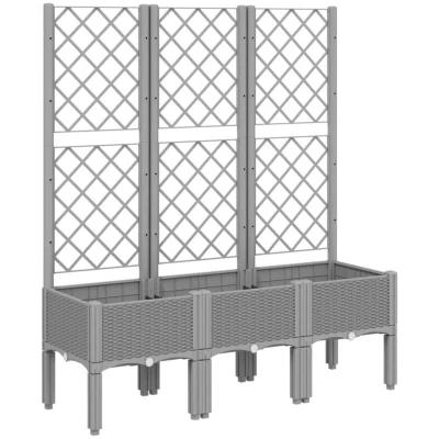 Image of vidaXL Garden Planter with Trellis Light Grey 120x40x142 cm PP