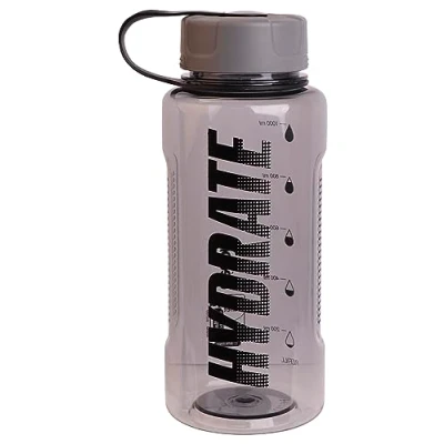 Image of Décor Hydrate Sports And Gym Bottle, BPA Free, Grey, Reusable &amp; Eco Friendly. Convenient Carry Handle, Lightweight Durable. Unisex Essentials, Water Dishwasher Safe, 1.2L