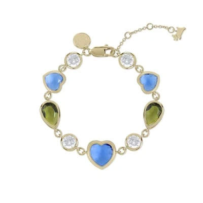 Image of RADLEY Women&#039;s 18ct Gold Plated Coloured Heart Stone Set Bracelet RYJ3392S