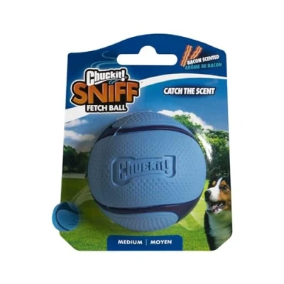 Image of Chuckit! Sniff Ball Dog Toy, Durable High Bounce Bacon Scented Rubber Fetch Medium, 1 Pack