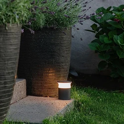 Image of Qazqa Modern Outdoor Pole I Bollard Post lamp Dark Gray 12 cm incl. LED Bar Garden 1 Light Aluminium Suitable for