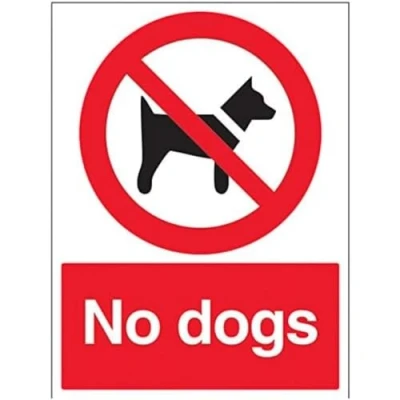 Image of V Safety No Dogs Prohibition Sign 300mm x 400mm Self Adhesive Vinyl
