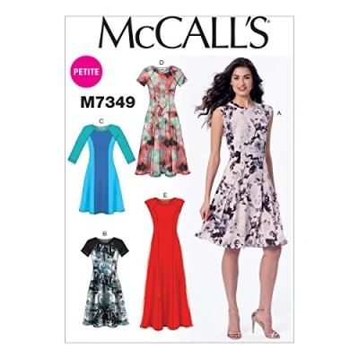 Image of Mccall&#039;s Patterns 7349 Miss Petite Dresses,Sizes 14 22, Pattern, Multicoloured, E5 (14 16 18 20 22)