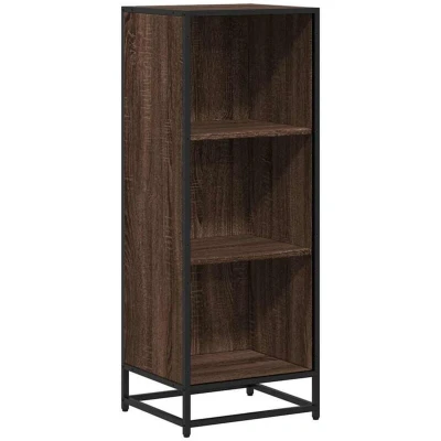Image of vidaXL Book Cabinet Engineered Wood and Metal Bookcase 40x35x107.5 cm Modern Brown Oak, for Living Room/Office Storage