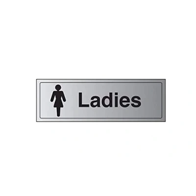Image of V Safety General Door Ladies Toilet Sign 300mm x 100mm 1.6mm Alu Rigid Plastic