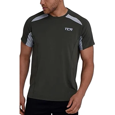 Image of TCA Quick Dry T Shirt Gym Top for Men Short Sleeve Running Mens Clothes Sports Active wear, Lightweight Breathable Moisture Wicking Clothing Forest Night, M