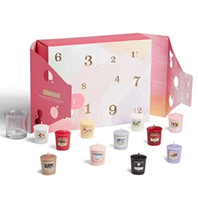 Image of Yankee Candle Gift Set 12 Days of Positivity Scented Votive Candles &amp; Holder in Box Art The Park Collection