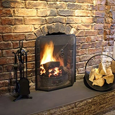 Image of Unibos Fireplace Guard Spark Fire Screen Single Panel Black Transparent New