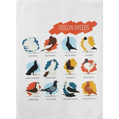 Image of Half a Donkey Breeds of Pigeon Large Cotton Tea Towel