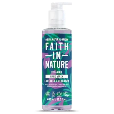 Image of Faith In Nature Natural Lavender and Geranium Liquid Hand Wash, Relaxing, Vegan Cruelty Free, No SLS or Parabens, 400 ml