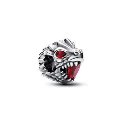 Image of Game of Thrones Dragon head sterling silver charm with salsa red crystal