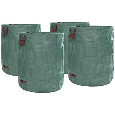 Image of vidaXL Garden Waste Bags with Handles 4 pcs Foldable Round Green 500 L