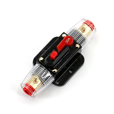 Image of UTSAUTO Circuit Breaker 30Amp Resettable Fuse Auto Car Stereo Inline Holders Inverter, Manual Reset 12V 24V DC for Automotive Marine Boat Audio System Protection
