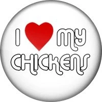 Image of DottsMusic I love Heart My Chickens 58mm Pin/Button Badge