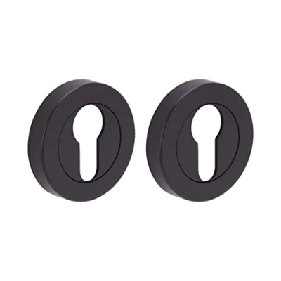 Image of HANDLEZONE® 2 Pack Euro Cylinder Door Lock Key Escutcheon Covers Black Matt