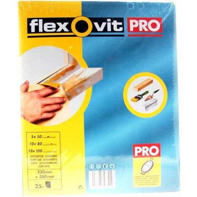 Image of Flexovit Aluminium Oxide Sanding Sheets 230 X 280MM Assorted (25)