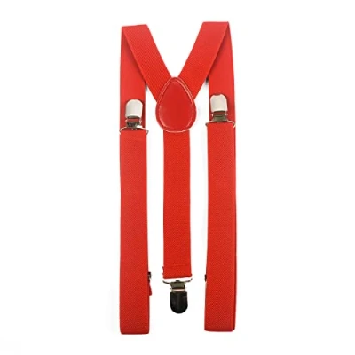 Image of Hat To Socks Mens Womens Adjustable Braces Suspenders with Strong Metal Clips (Red)