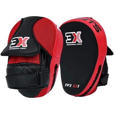 Image of 3X Sports Boxing Pads Curved Focus Mitts, Hook &amp; Jab MMA Kick Training Pads, Muay Thai Kickboxing Coaching Martial Arts Punching Hand Target Strike Shield, Punch Gloves Pad With Adjustable Strap