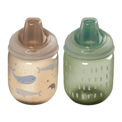 Image of Vital Baby Hydrate Little Sipper Cup for Weaning 6m+ 270ml 2pk, Non Spill Silicone Spout, BPA Free, EarthSmart Biodegradable, Easy Clean &amp; Hygiene Cover