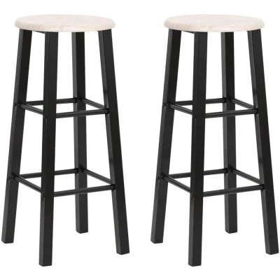Image of vidaXL Bar Stools 2 pcs Black MDF