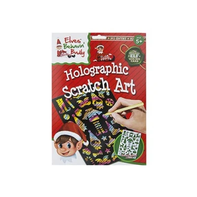 Image of Elves Behavin&#039; Badly 500046 Scratch Art Set Elf Holographic 1pc. Accessory, Multicolor