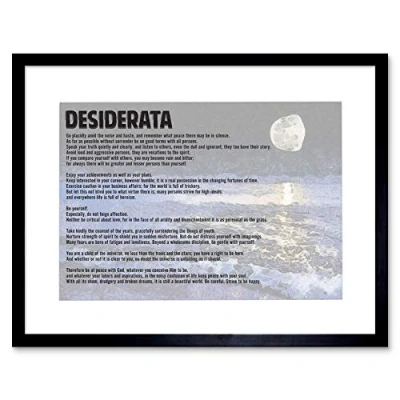 Image of Wee Blue Coo Desiderata Ehrmann Go Placidly Amid Noise Quote Picture Framed Wall Art Print