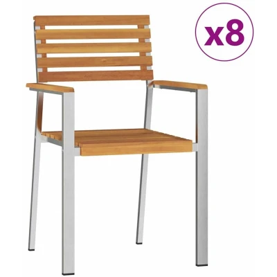 Image of vidaXL Stacking Garden Chairs 8 pcs 54.5x56x89 cm Solid Wood Acacia