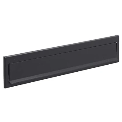 Image of ARREGUI C614 Maxi Steel Letter Boxes for Outdoor Doors or Gates, Box, 32.5 x 3 cm Mouth, Weatherproof, Measures 34.2 7.3 cm, Textured Black