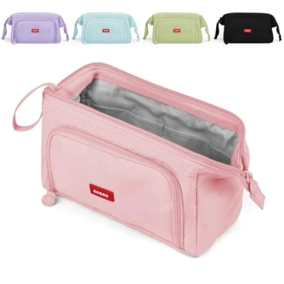 Image of Mamowla Large Pencil Cases for Girls Super Big Case Women Zipper Smoothy Duarable School Pen Pouch Holder Stationery Organizer Teenage Boys Pink