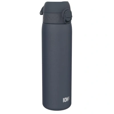 Image of ION8 Vacuum Insulated Steel Water Bottle, 500 ml/18 oz, Leak Proof, Easy to Open, Secure Lock, Dishwasher Safe, Fits Cup Holders, Carry Handle, Scratch Resistant, Metal Ash Navy